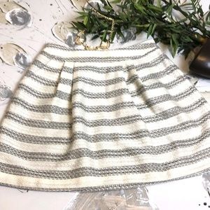 Gianni Bini Tweed Striped Shimmer Skirt with Pockets XS